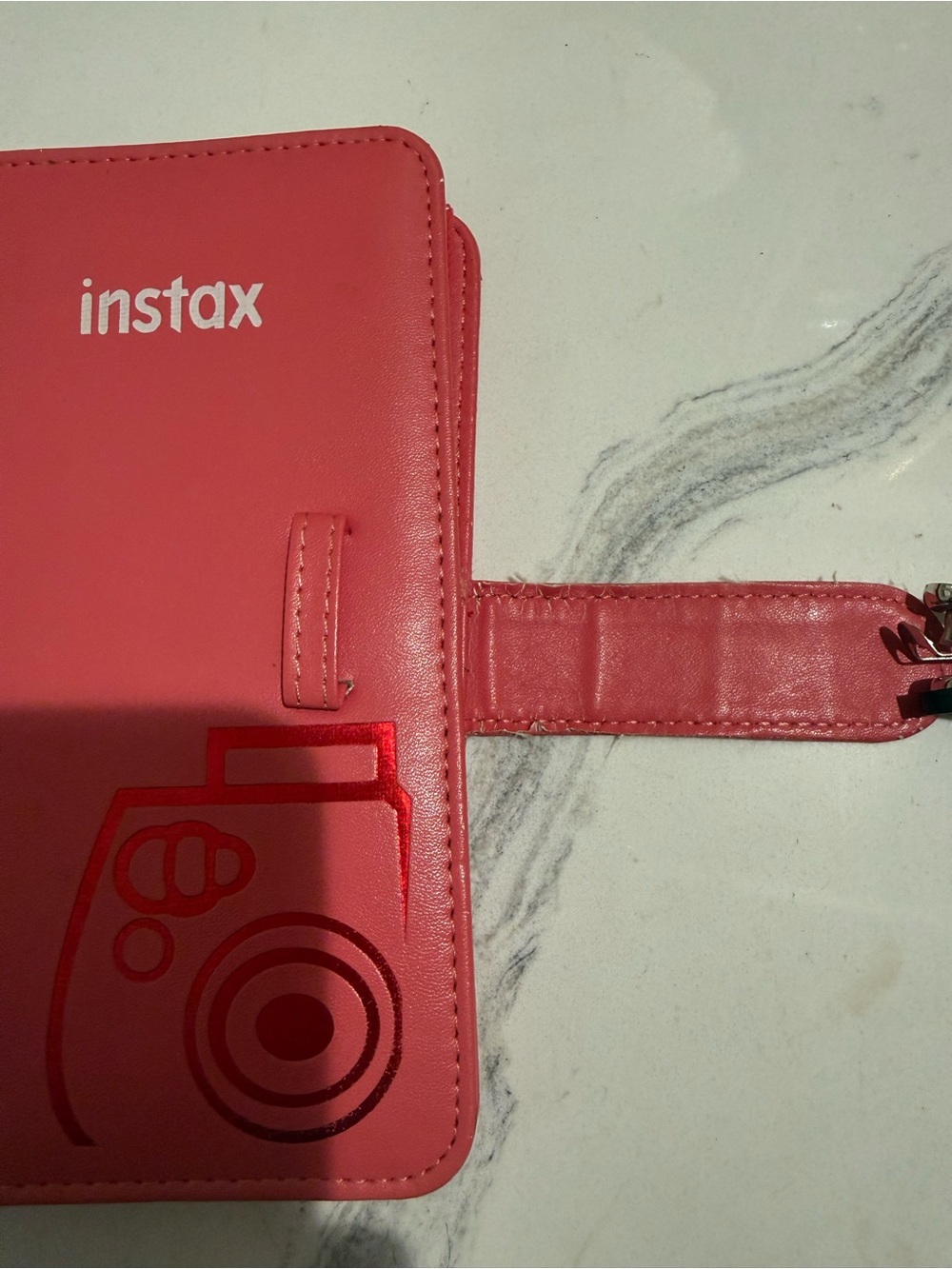 Instax Pink-Red Faux Leather Camera Wallet Case